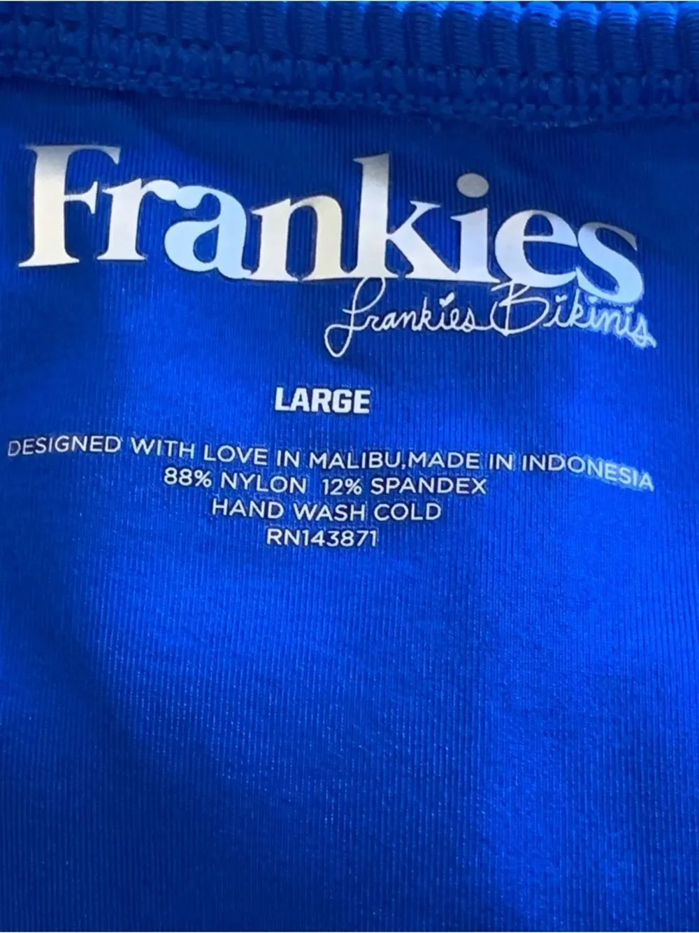 Frankie’s Bikinis Blue One Piece Size Large Cheeky